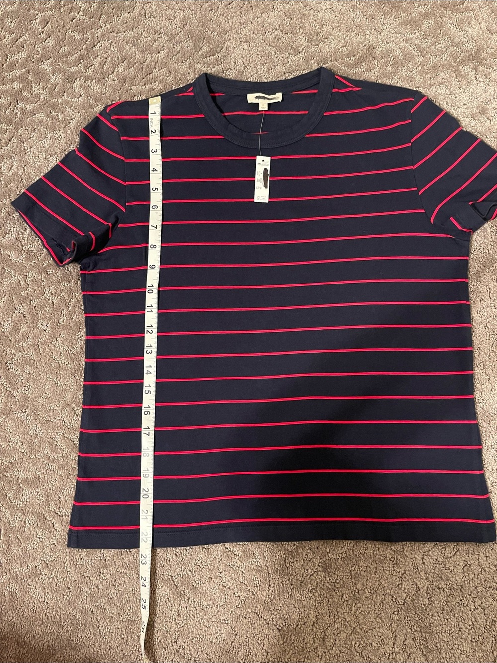 Madewell Navy Tee with Red Stripes - Picture 6 of 7